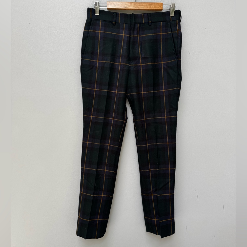 Brooks Brothers Plaid Navy and Green Men's Black Plaid Pants in W30